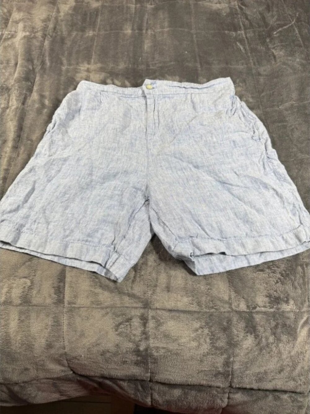 Tahari ESSENTIALS Linen Shorts Blue Casual Summer Beach Women's Size L‎